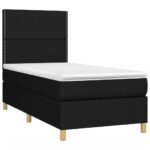 vidaXL Posteľ boxsping s matracom a LED čierna 90x200 cm látka – Obrázok 3