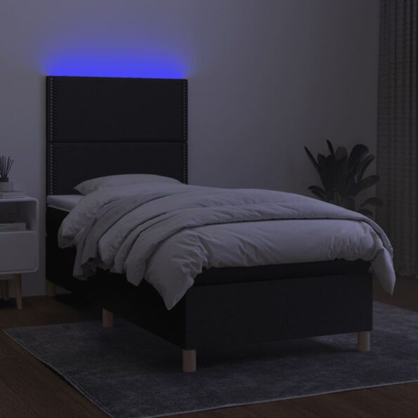 VXL8720287388517_g_en_hd_2.jpg vidaXL Posteľ boxsping s matracom a LED čierna 90x200 cm látka – Obrázok 4
