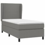 vidaXL Boxspring posteľ s matracom tmavosivá 90x200 cm látka – Obrázok 3