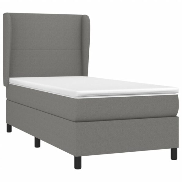 vidaXL Boxspring posteľ s matracom tmavosivá 90x200 cm látka – Obrázok 3