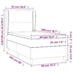 vidaXL Boxspring posteľ s matracom tmavosivá 90x200 cm látka – Obrázok 7
