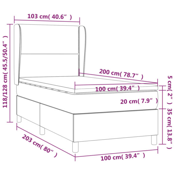 vidaXL Boxspring posteľ s matracom tmavosivá 100x200 cm látka – Obrázok 7