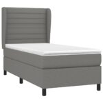vidaXL Boxspring posteľ s matracom tmavosivá 90x200 cm látka – Obrázok 3