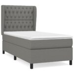 vidaXL Boxspring posteľ s matracom tmavosivá 100x200 cm látka – Obrázok 2