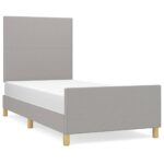 vidaXL Posteľný rám s čelom bledosivý 90x200 cm látka – Obrázok 2
