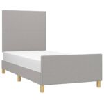 vidaXL Posteľný rám s čelom bledosivý 90x200 cm látka – Obrázok 3