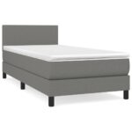vidaXL Boxspring posteľ s matracom tmavosivá 90x200 cm látka – Obrázok 2