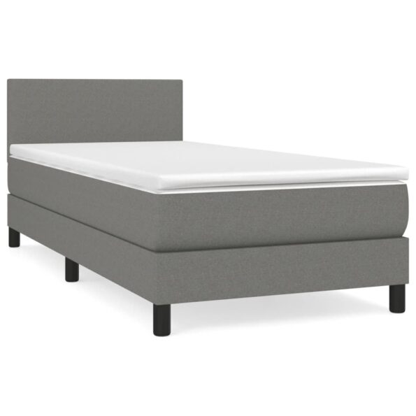 vidaXL Boxspring posteľ s matracom tmavosivá 90x200 cm látka – Obrázok 2
