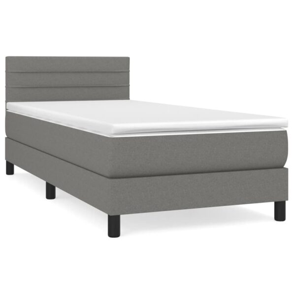 vidaXL Boxspring posteľ s matracom tmavosivá 100x200 cm látka – Obrázok 2