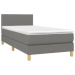 vidaXL Boxspring posteľ s matracom tmavosivá 90x200 cm látka – Obrázok 3