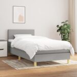 vidaXL Boxspring posteľ s matracom bledosivý 100x200 cm látka