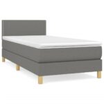 vidaXL Boxspring posteľ s matracom tmavosivá 90x200 cm látka – Obrázok 2