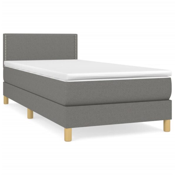 vidaXL Boxspring posteľ s matracom tmavosivá 90x200 cm látka – Obrázok 2