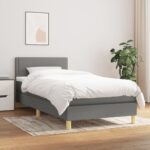 vidaXL Boxspring posteľ s matracom tmavosivá 90x200 cm látka