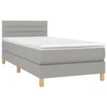 vidaXL Boxspring posteľ s matracom bledosivý 100x200 cm látka – Obrázok 3