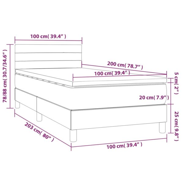 vidaXL Boxspring posteľ s matracom bledosivý 100x200 cm látka – Obrázok 7