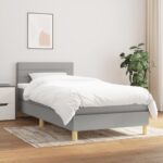 vidaXL Boxspring posteľ s matracom bledosivý 100x200 cm látka