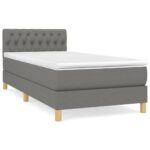 vidaXL Boxspring posteľ s matracom tmavosivá 90x200 cm látka – Obrázok 2