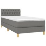 vidaXL Boxspring posteľ s matracom tmavosivá 90x200 cm látka – Obrázok 3