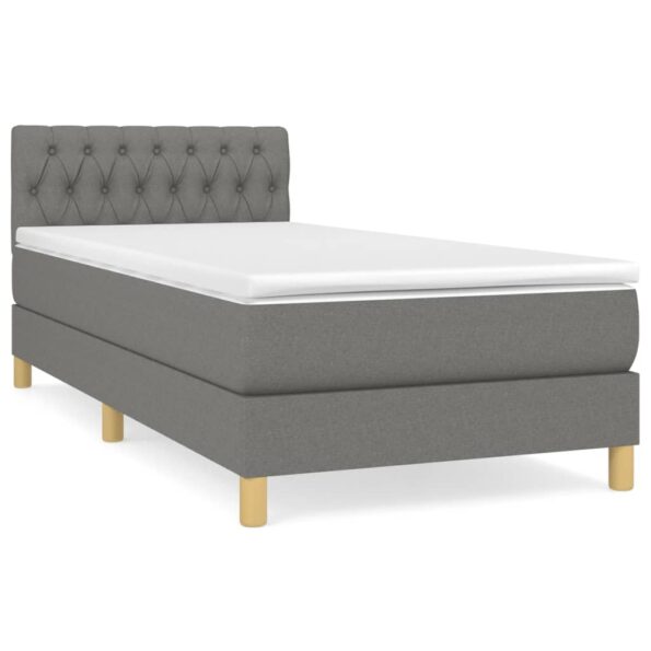 vidaXL Boxspring posteľ s matracom tmavosivá 100x200 cm látka – Obrázok 2
