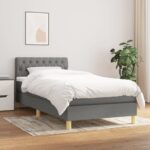 vidaXL Boxspring posteľ s matracom tmavosivá 100x200 cm látka