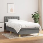 vidaXL Boxspring posteľ s matracom tmavosivá 100x200 cm látka