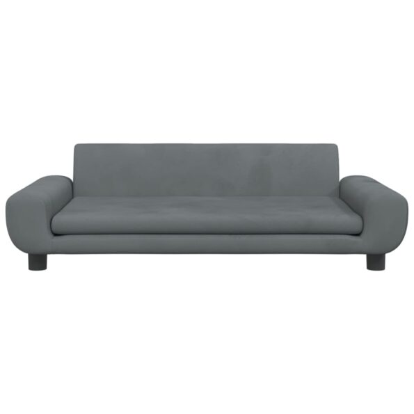 vidaXL Detská pohovka tmavosivá 100x54x33 cm zamat – Obrázok 3