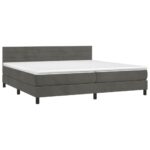 vidaXL Posteľný rám boxspring s matracom tmavosivý 200x200 cm zamat – Obrázok 3
