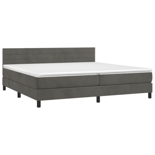 vidaXL Posteľný rám boxspring s matracom tmavosivý 200x200 cm zamat – Obrázok 3
