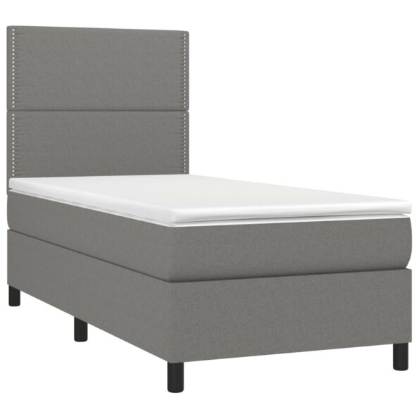 vidaXL Boxspring posteľ s matracom tmavosivá 100x200 cm látka – Obrázok 3