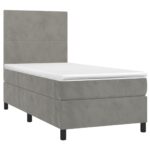 vidaXL Posteľný rám boxsping s matracom bledosivý 100x200 cm zamat – Obrázok 3