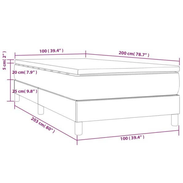 vidaXL Boxspring posteľ s matracom tmavosivá 100x200 cm látka – Obrázok 10