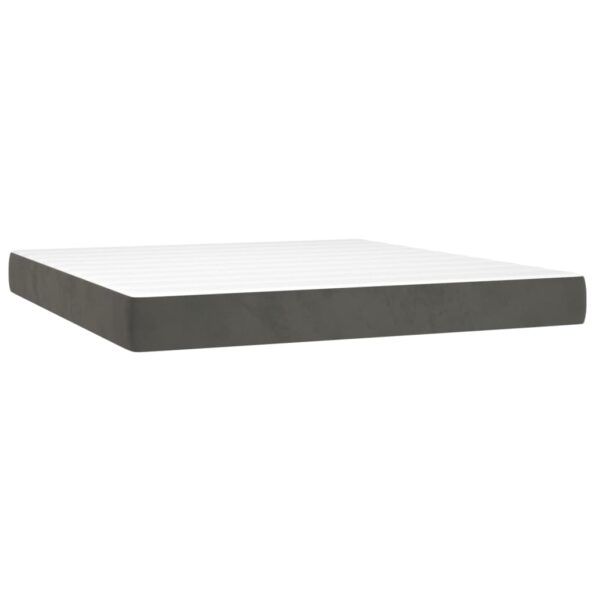vidaXL Posteľný rám boxspring s matracom tmavosivý 180x200 cm zamat – Obrázok 5