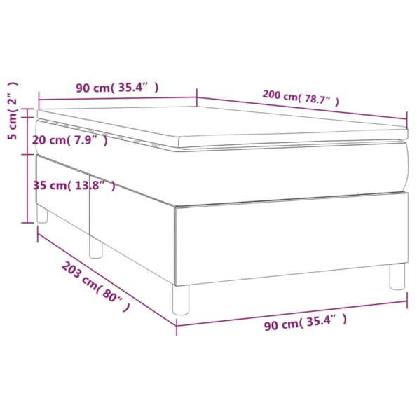 vidaXL Posteľný rám boxspring s matracom čierny 90x200 cm látka – Obrázok 10