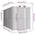 vidaXL Záhradná kôlňa bledosivá 192x357x223 cm pozinkovaná oceľ – Obrázok 8