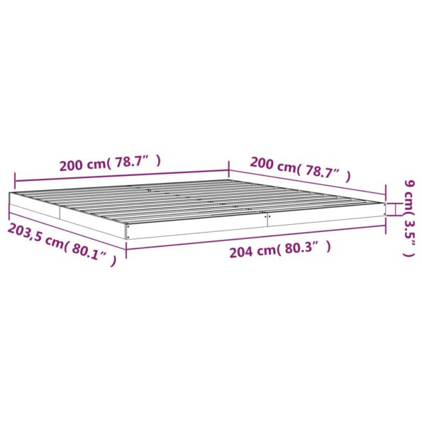 vidaXL Posteľný rám biely 200x200 cm masívna borovica – Obrázok 8