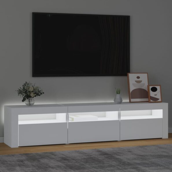 vidaXL TV skrinka s LED svetlami biely 180x35x40 cm – Obrázok 3