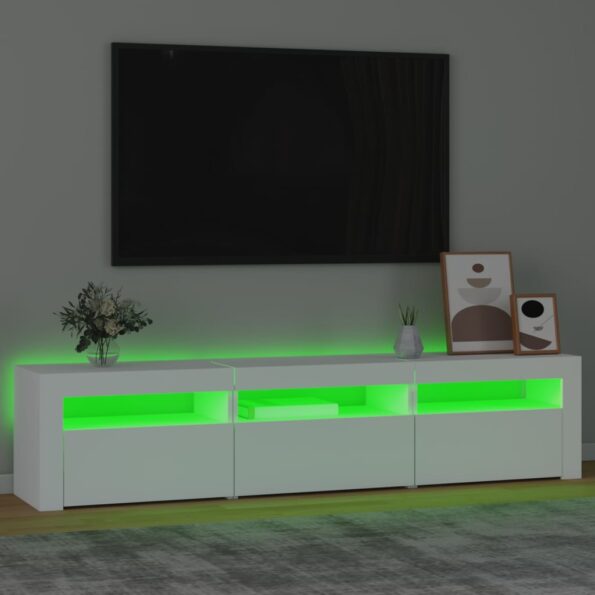 vidaXL TV skrinka s LED svetlami biely 180x35x40 cm – Obrázok 4
