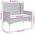 vidaXL 2-miestna záhradná lavička s podložkami čierna polyratan – Obrázok 9