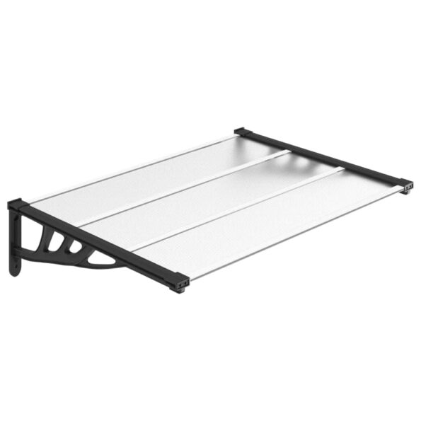 VXL8720845720490_a_en_hd_1.jpg vidaXL Vchodová strieška čierna a priehľadná 122x90cm polykarbonát – Obrázok 2