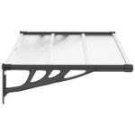 vidaXL Vchodová strieška čierna a priehľadná 122x90cm polykarbonát – Obrázok 4