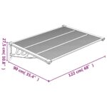 vidaXL Vchodová strieška čierna a priehľadná 122x90cm polykarbonát – Obrázok 6