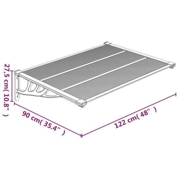 VXL8720845720490_g_en_hd_4.jpg vidaXL Vchodová strieška čierna a priehľadná 122x90cm polykarbonát – Obrázok 6
