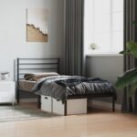 vidaXL Kovový rám postele s čelom čierny 90x200 cm – Obrázok 3