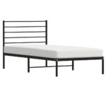 vidaXL Kovový rám postele s čelom čierny 90x200 cm – Obrázok 4