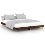 vidaXL Posteľný rám bez matraca dymový dub 140x200 cm kompozitné drevo – Obrázok 2