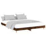 vidaXL Posteľný rám bez matraca dymový dub 140x200 cm kompozitné drevo – Obrázok 3