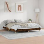 vidaXL Posteľný rám bez matraca dymový dub 140x200 cm kompozitné drevo – Obrázok 4