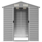 vidaXL Záhradná kôlňa bledosivá 191x130x198 cm pozinkovaná oceľ – Obrázok 5