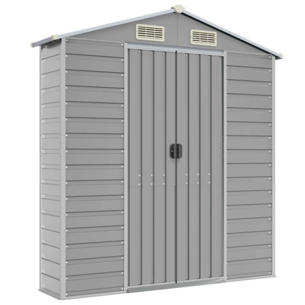VXL8720845894467_g_en_hd_6.jpg vidaXL Záhradná kôlňa bledosivá 191x385x198 cm pozinkovaná oceľ – Obrázok 8
